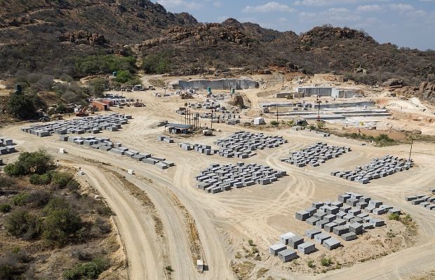 Aerial view of the DLA Investments granite quarry in Brits, South Africa