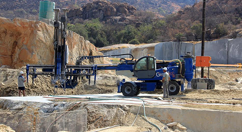 Girodrill machinery drilling granite at the quarry