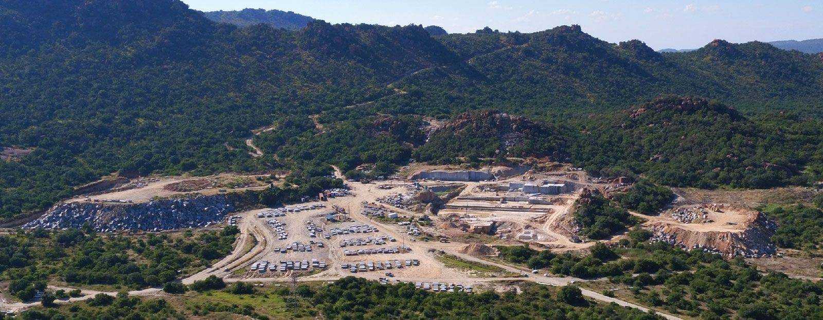 Granite blocks and surface plates at the DLA Investments quarry