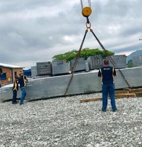 Granite gangsaw block marked for dispatch